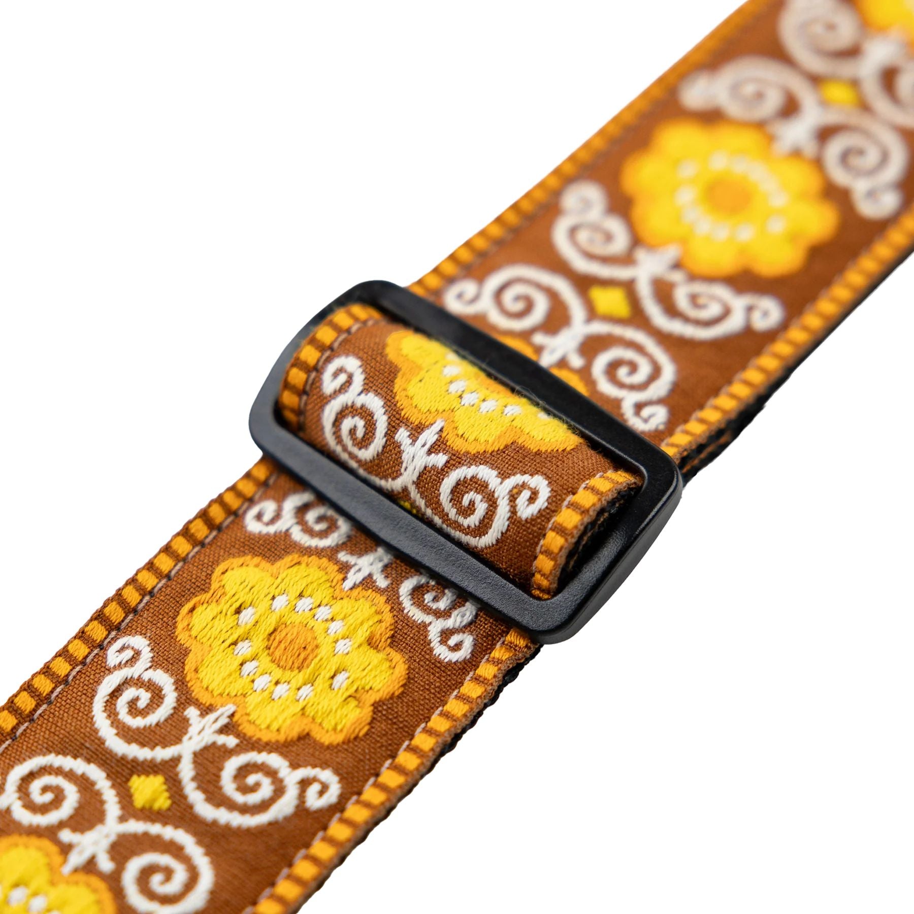 Levy Original Hootenanny Series Jacquard Weave Guitar Strap in Yellow Flower